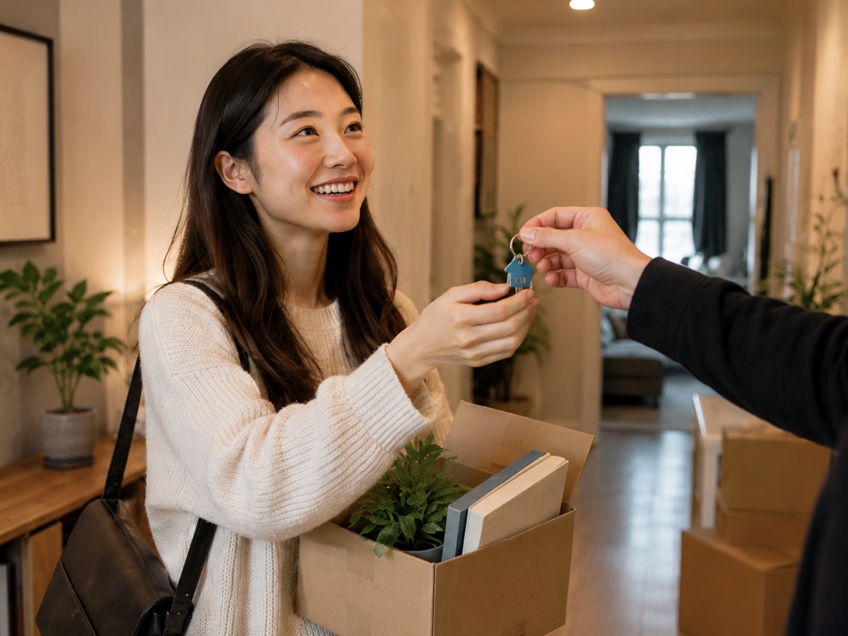 Tenant receiving keys to a new home